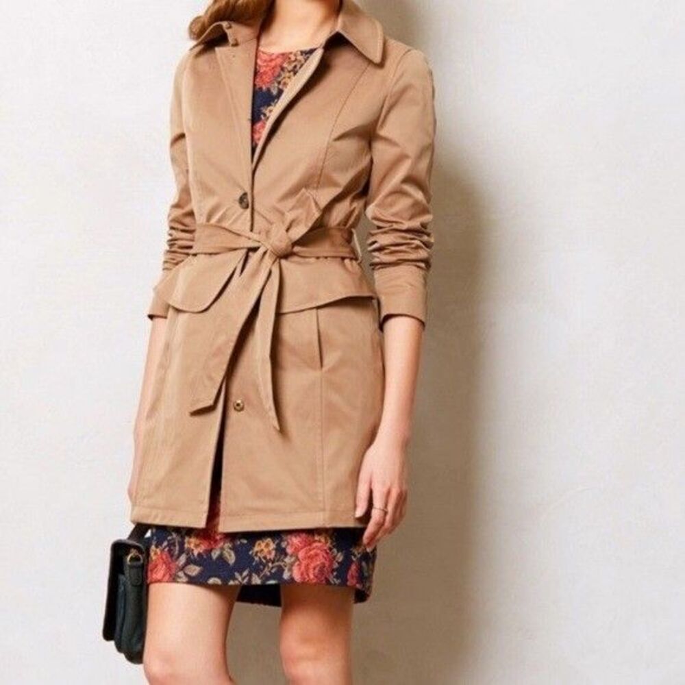 Plenty By Tracy Reese Coat Womens Small Brown Trench Belted Lined Twill Classic